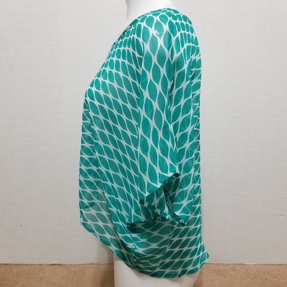 6 Degrees top Small sheer geometric print dolman boho hippie summer - Picture 2 of 8